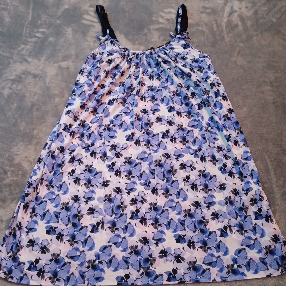 Oscar De La Renta Pink Label Nightgown Slip Dress Silky Floral Size Small